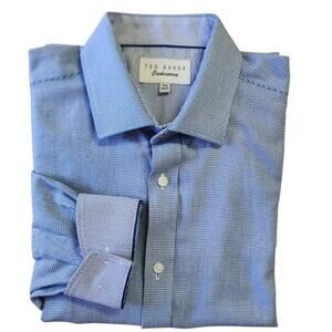 Ted Baker Endurance Hensley Blue Button Down Dress Shirt Men 15.5 Neck NWOT